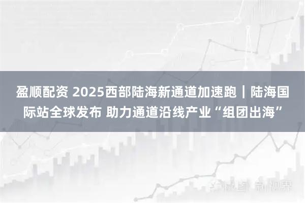 盈顺配资 2025西部陆海新通道加速跑｜陆海国际站全球发布 助力通道沿线产业“组团出海”